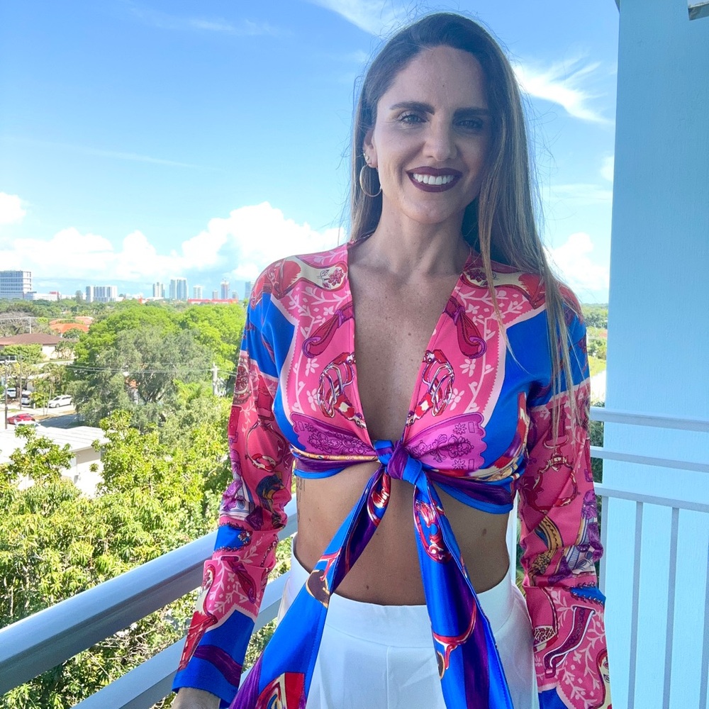 Sexy blouse pink multicolor